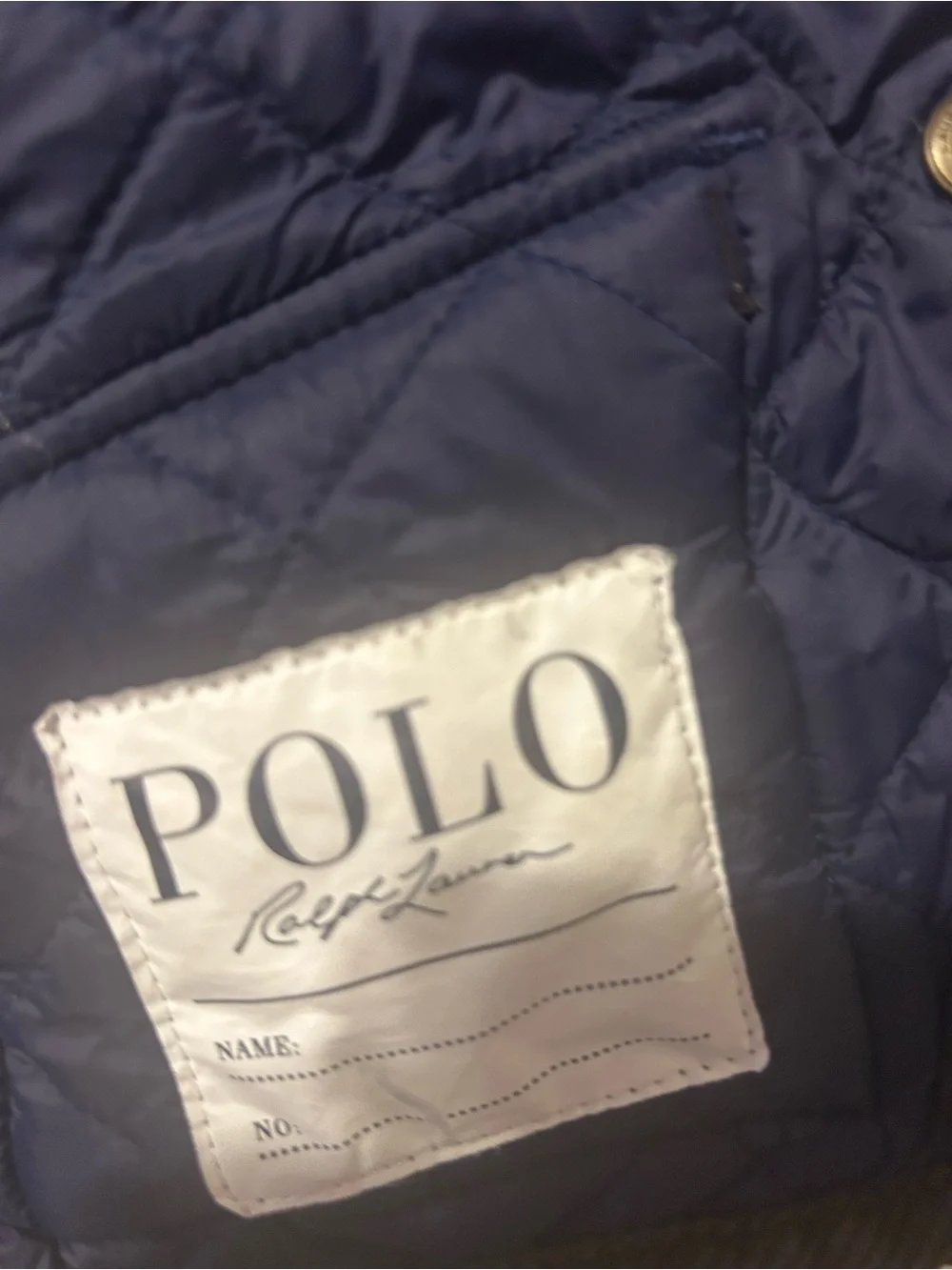 Ralph Lauren Navy Quilted Hooded Puffer with Red Pony